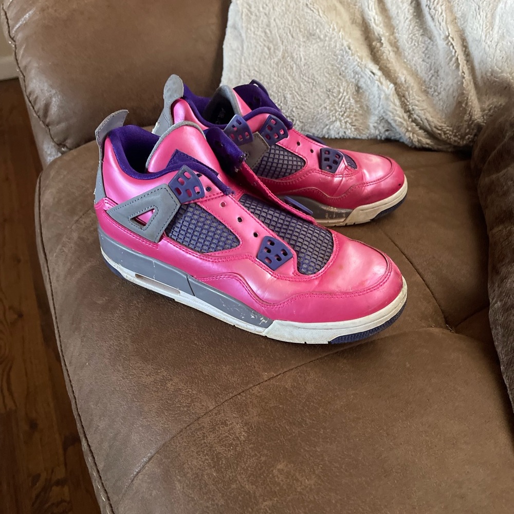 Air Jordan 4 Retro Girls Pink Foil Sneakers